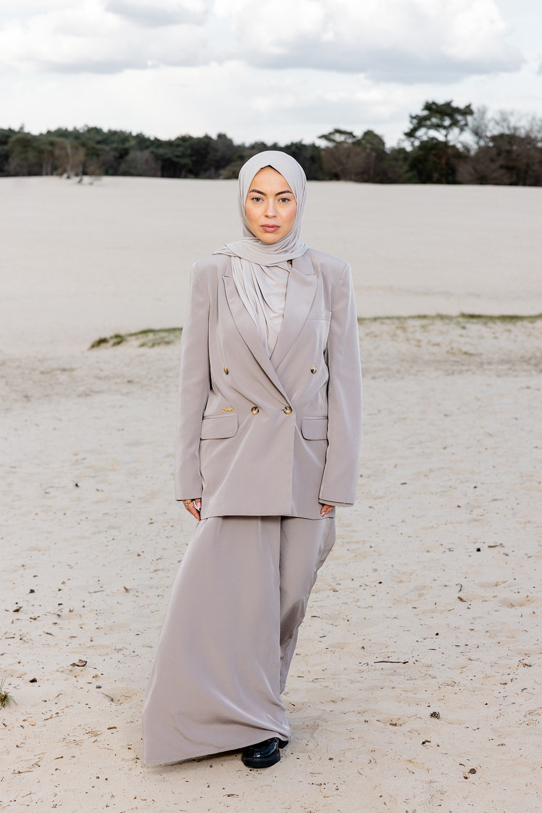Moza Abaya Suit - Stone